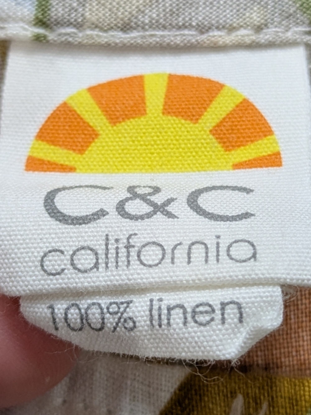 C&C California White Yellow Blue Tropical Square Neck Linen Button Up Tank Top M - Picture 6 of 8